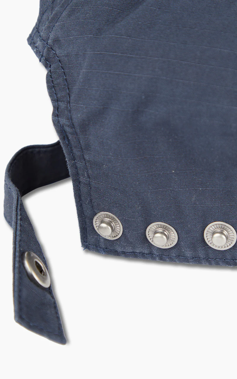 Nigel Cabourn Mechanics Cap Cotton Ripstop Black Navy - Image 4