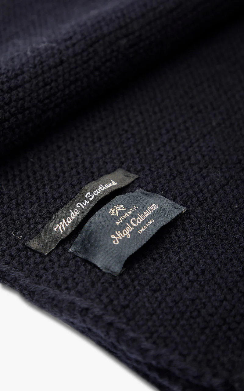 Nigel Cabourn Striped Scarf Schoeller Wool Black Navy - Image 2