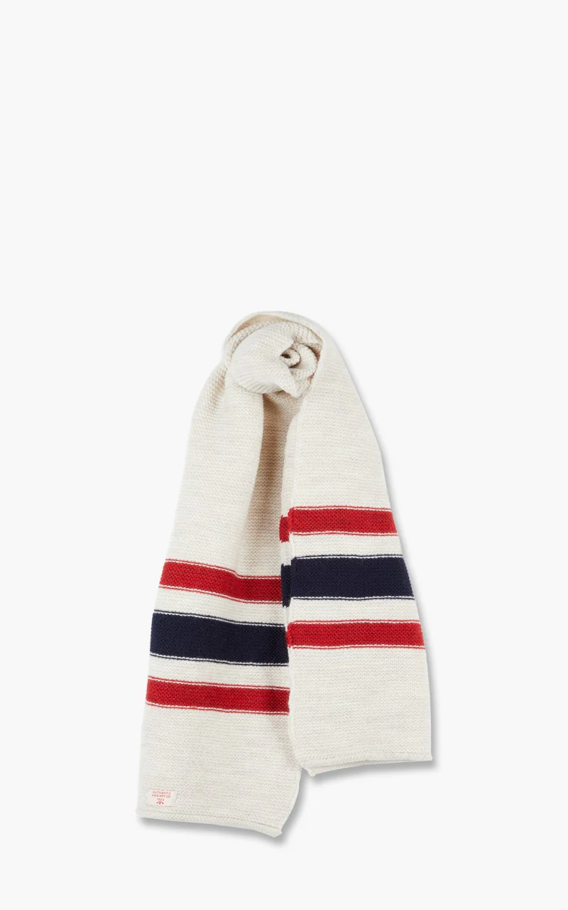 Nigel Cabourn Striped Scarf Schoeller Wool Natural - Image 3
