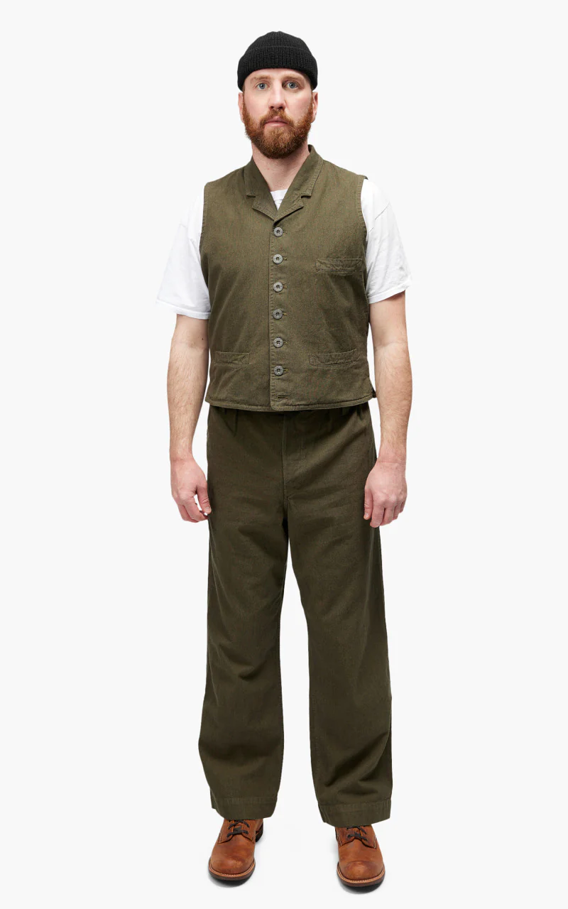 Nigel Cabourn Waistcoat Cotton Broken Twill Army - Image 2