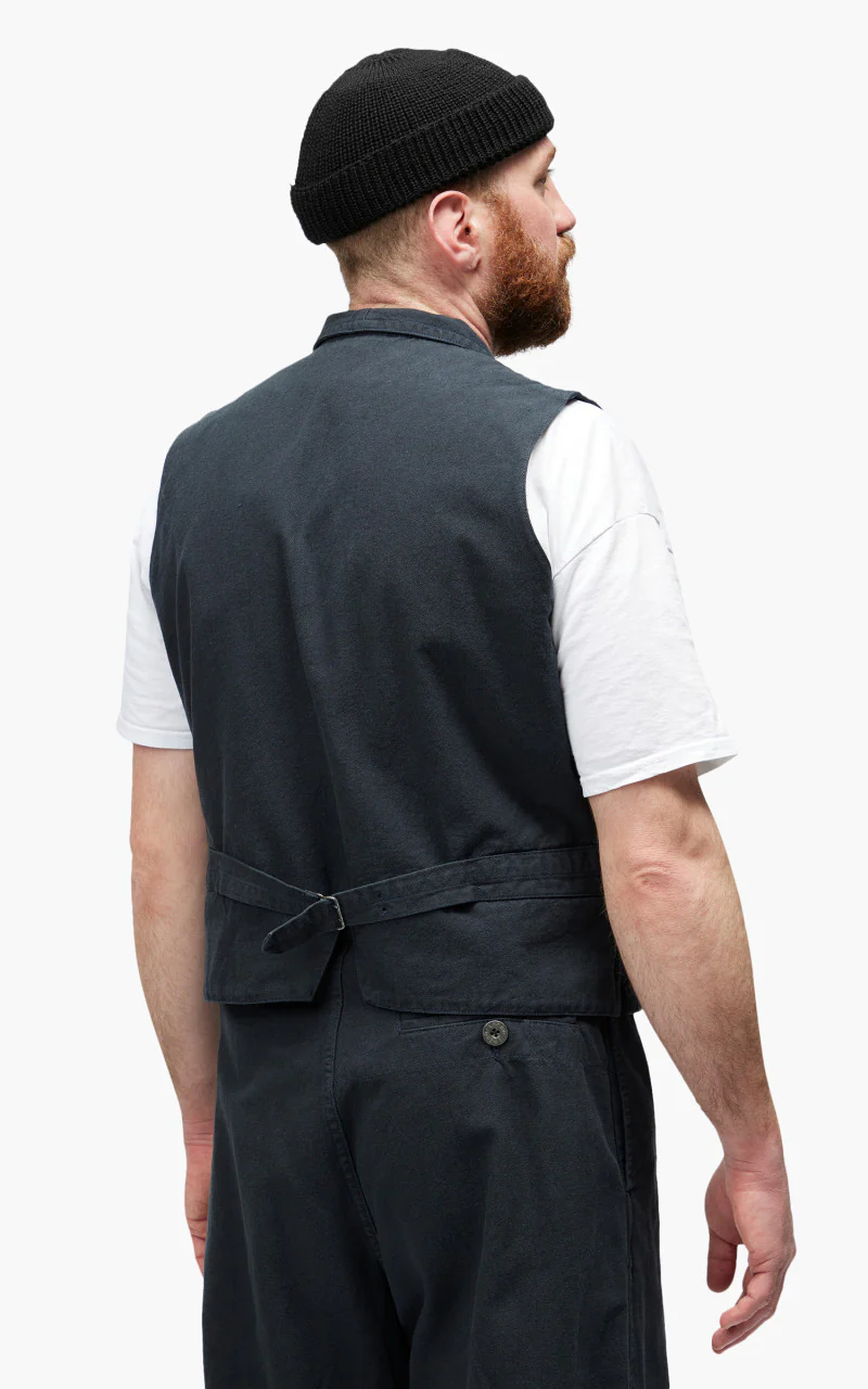 Nigel Cabourn Waistcoat Cotton Broken Twill Navy - Image 5