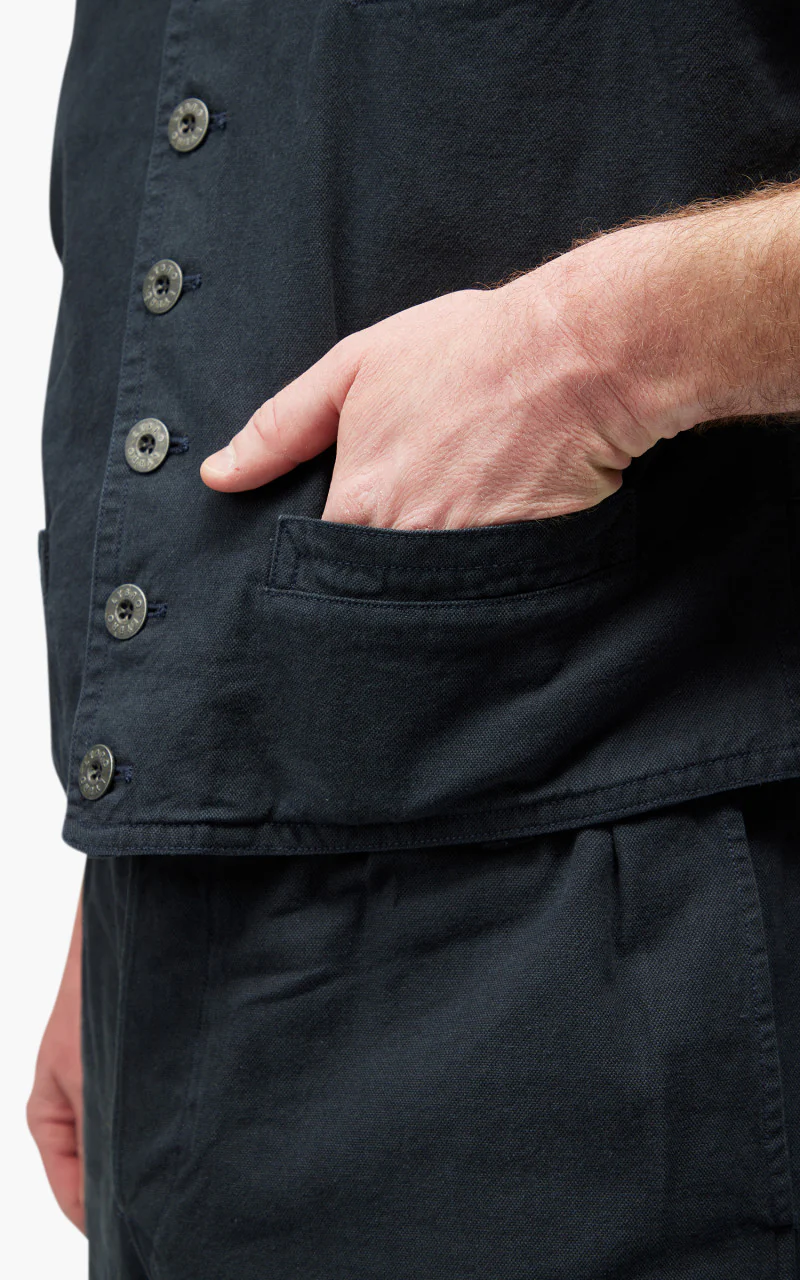 Nigel Cabourn Waistcoat Cotton Broken Twill Navy - Image 8