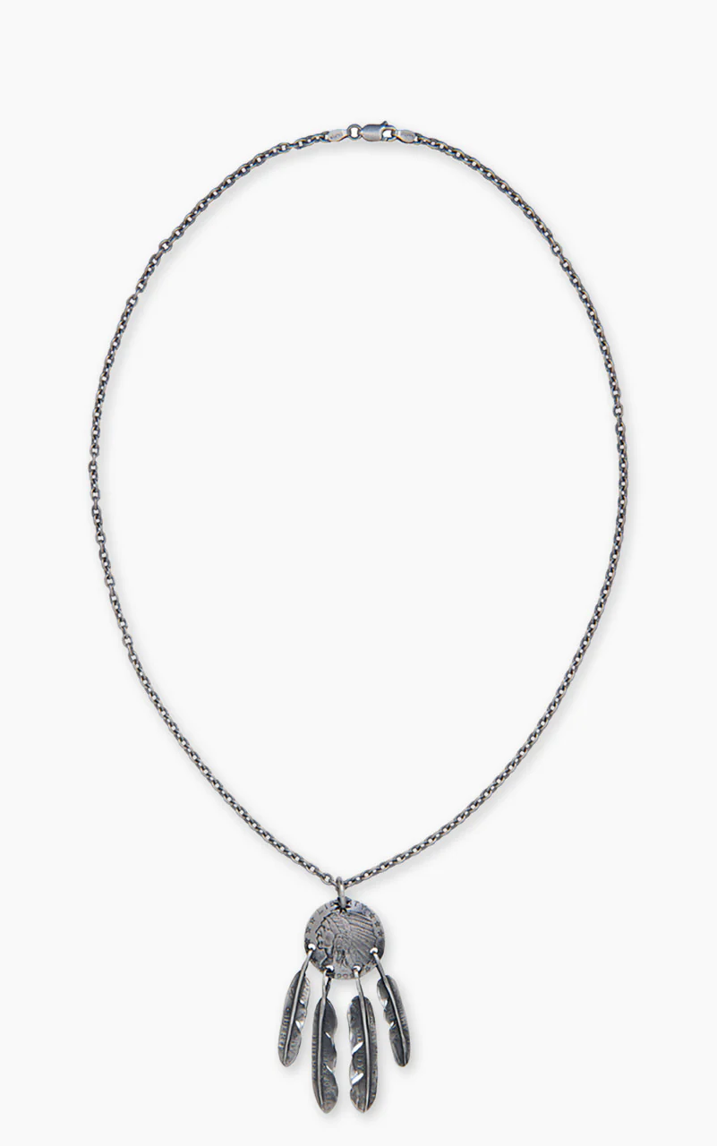 North Works N-669 Necklace 925 Silver Indian Coin Feather