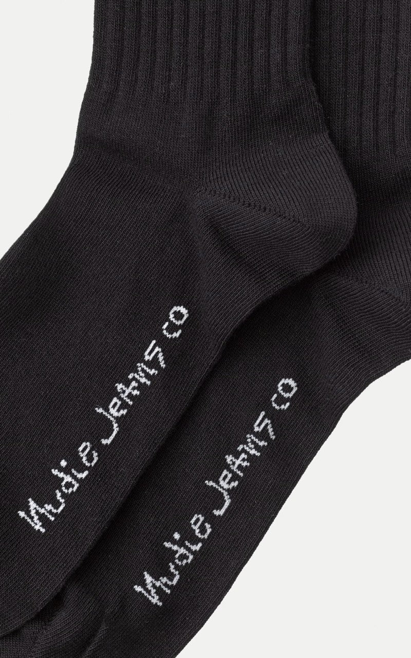Nudie Jeans Amundsson Sport Socks Black/White - Image 3