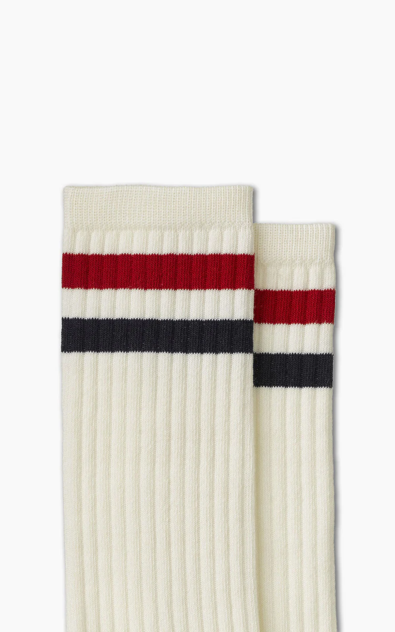 Nudie Jeans Amundsson Sport Socks Off White/Navy/Red - Image 2
