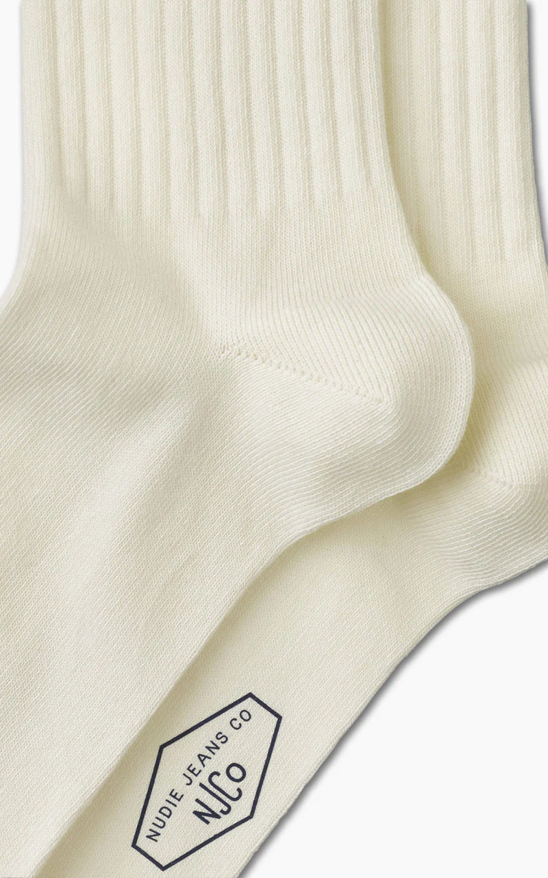 Nudie Jeans Amundsson Sport Socks Off White/Navy/Red - Image 3