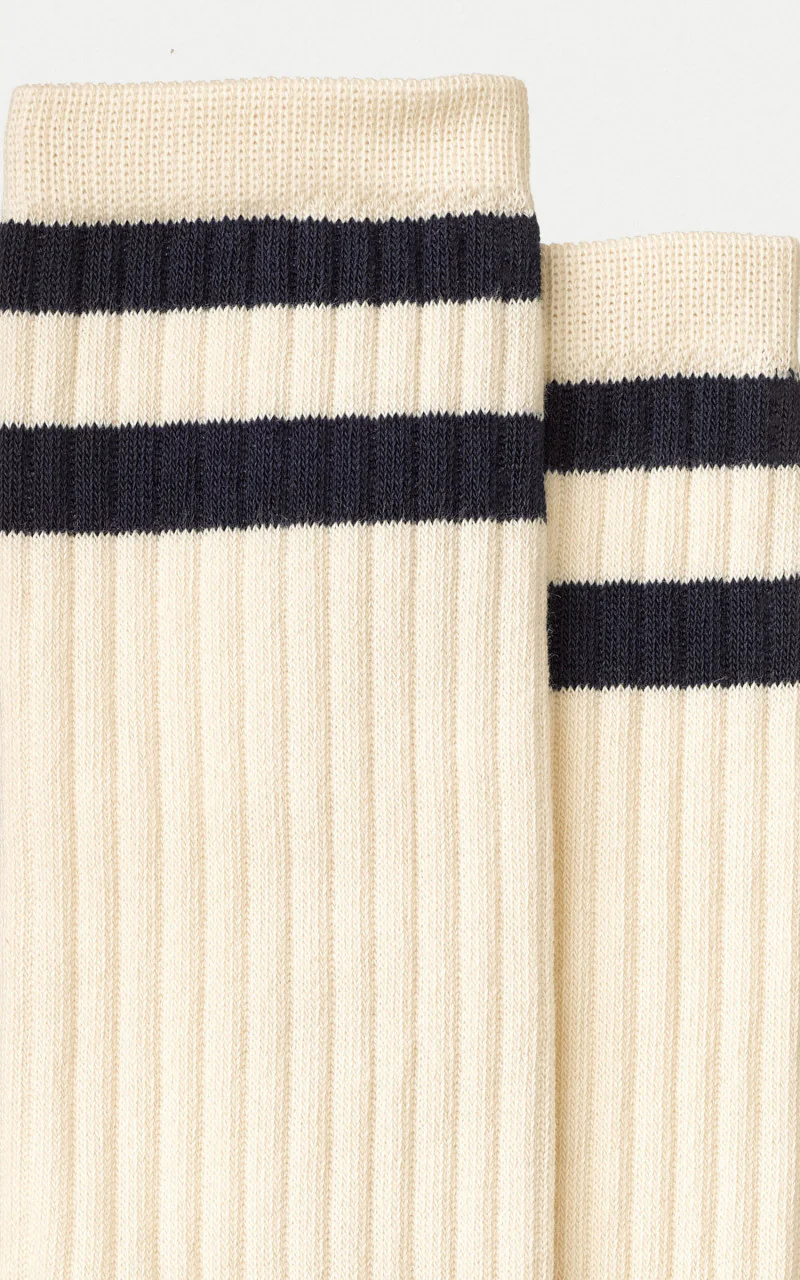 Nudie Jeans Amundsson Sport Socks Offwhite/Navy - Image 2
