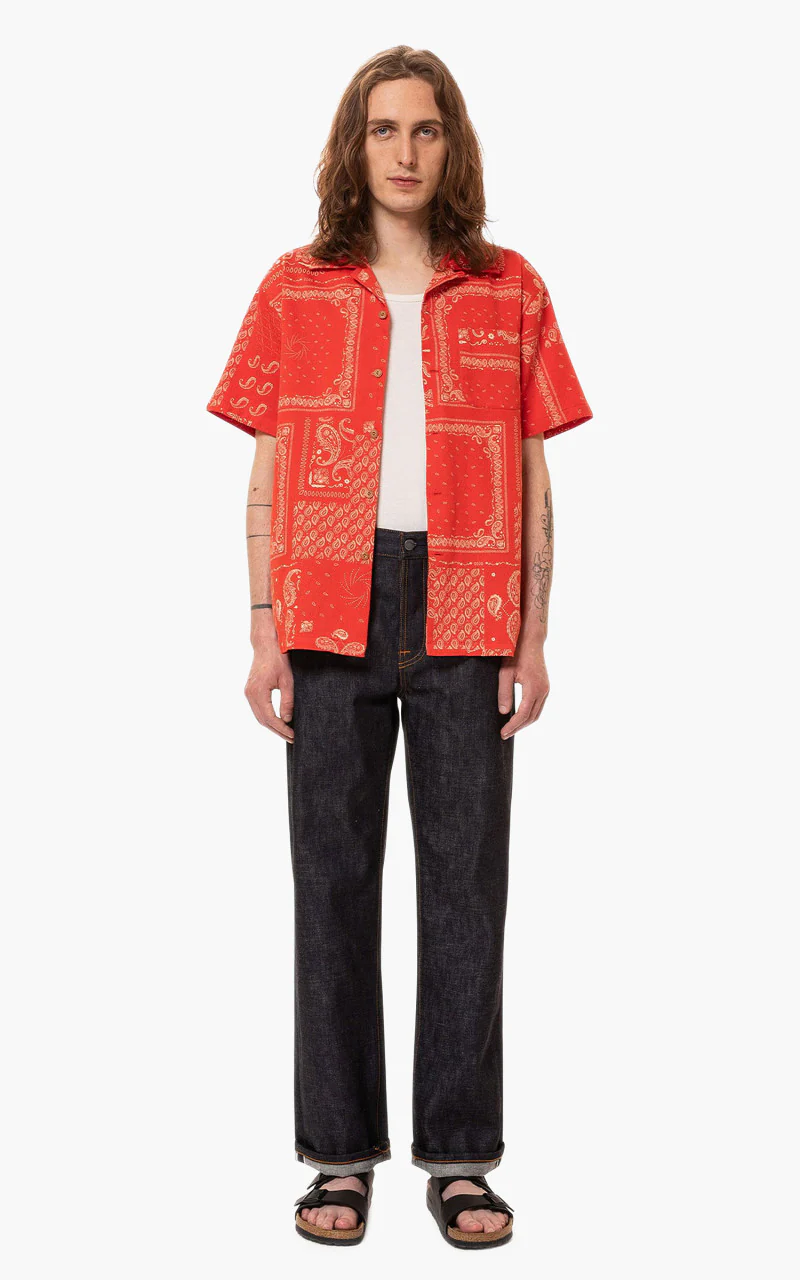 Nudie Jeans Aron Bandana Shirt Red - Image 2