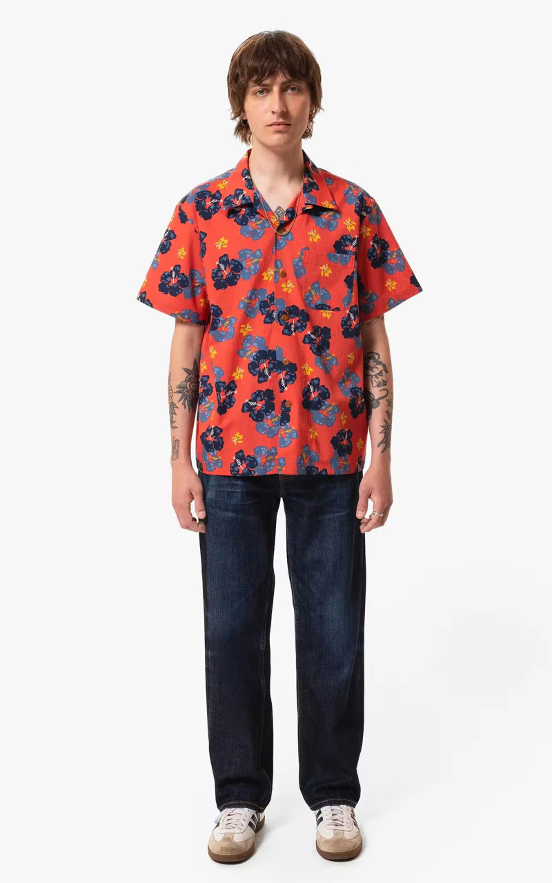 Nudie Jeans Arthur Flower Hawaii Shirt Red - Image 2