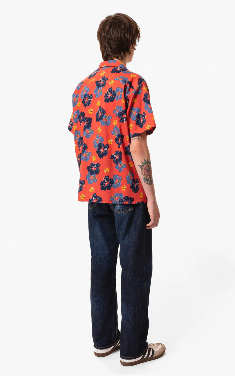 Nudie Jeans Arthur Flower Hawaii Shirt Red - Image 4