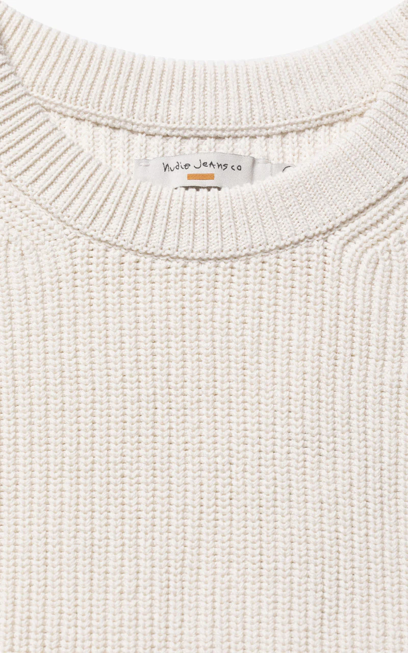 Nudie Jeans August Rib Cotton Chalk White - Image 3