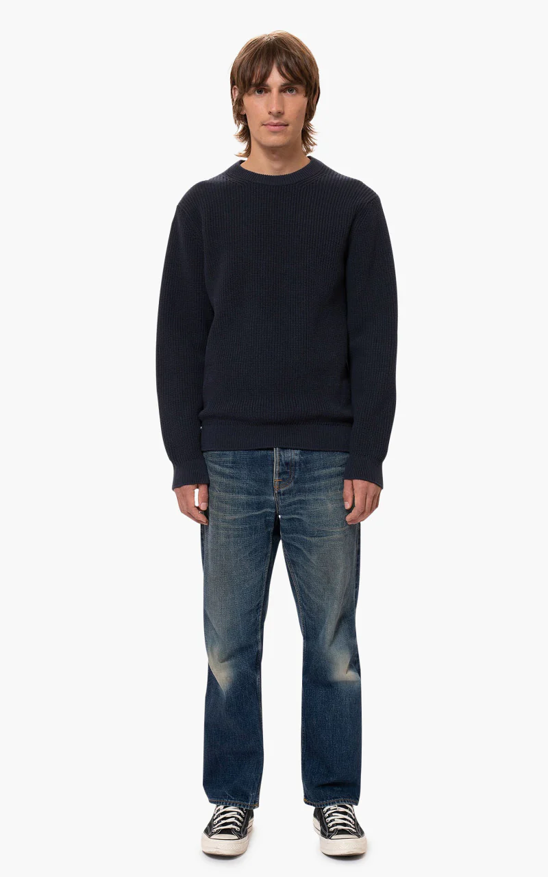 Nudie Jeans August Rib Cotton Navy - Image 2