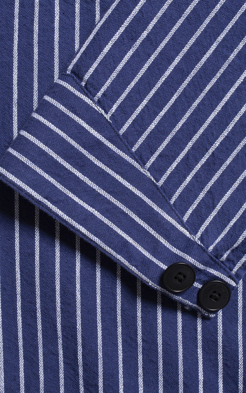 Nudie Jeans Berra Striped Worker Shirt Blue - Image 5