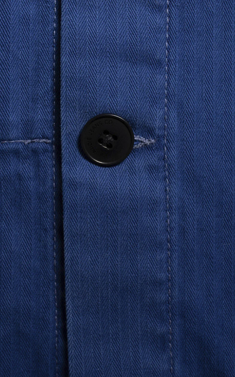 Nudie Jeans Buddy Herringbone Chore Jacket Blue - Image 6