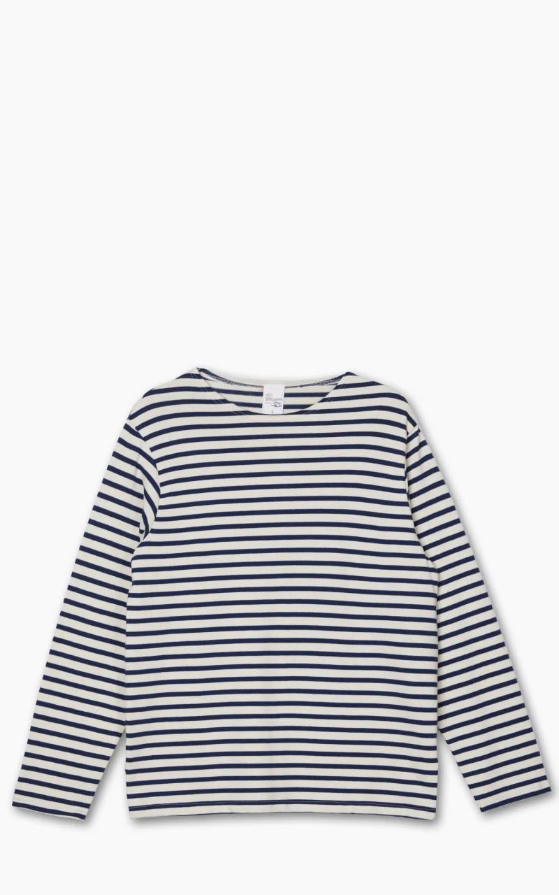 Nudie Jeans Charles Stripe LS T-Shirt Offwhite/Blue