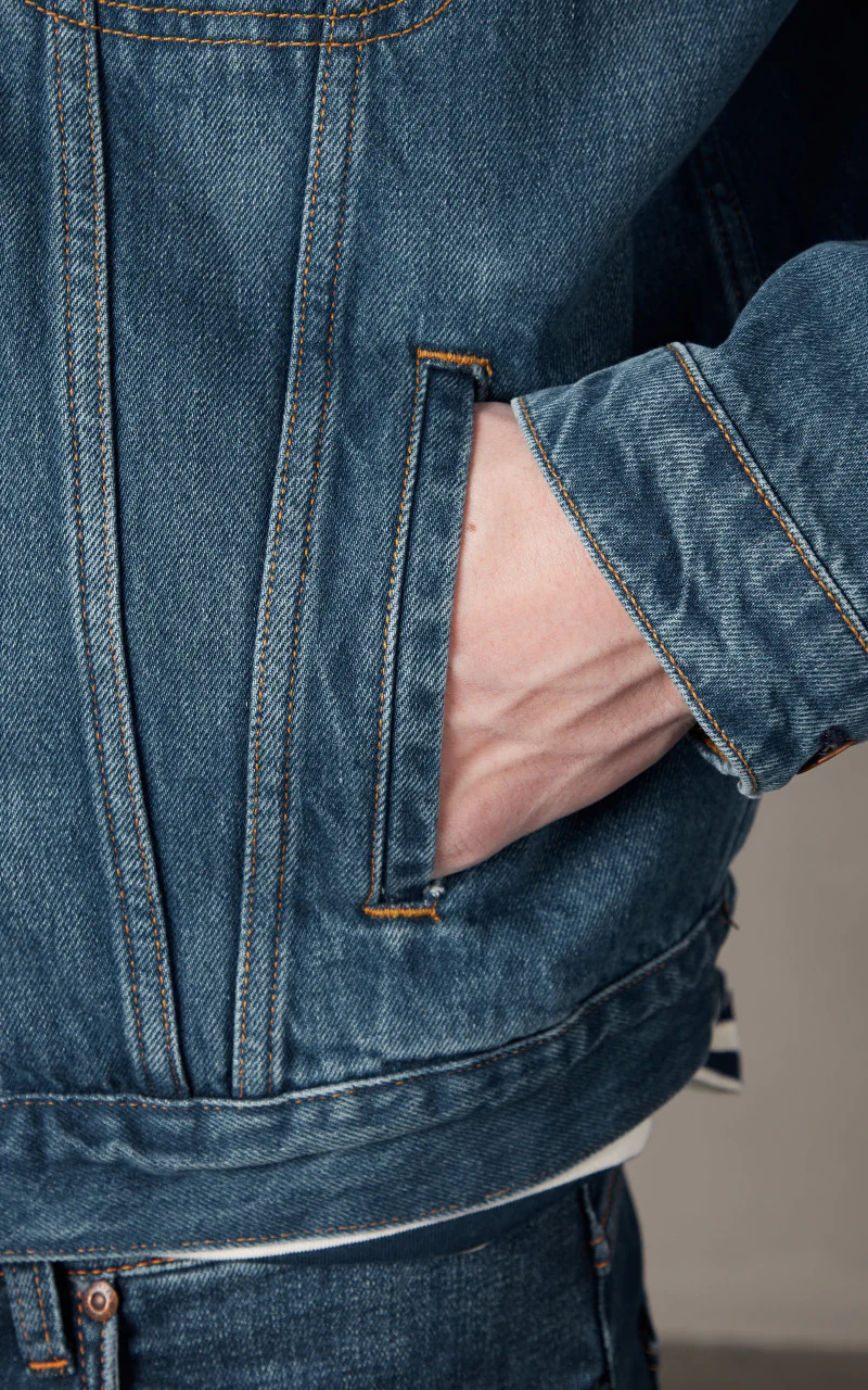 Nudie Jeans Danny Greasy Denim Jacket Mid Blue - Image 10