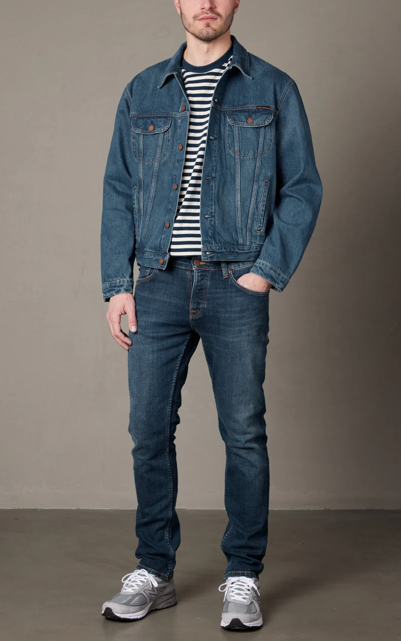 Nudie Jeans Danny Greasy Denim Jacket Mid Blue - Image 2