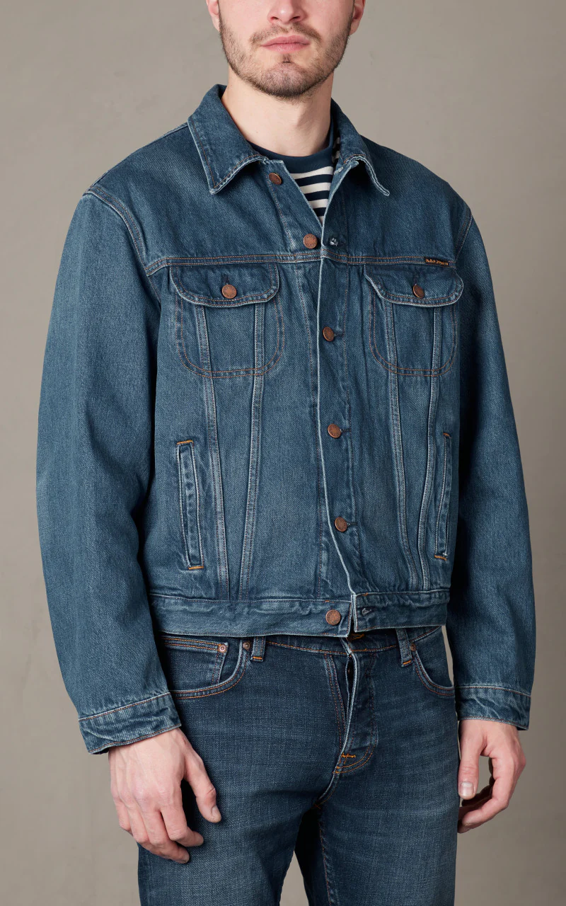 Nudie Jeans Danny Greasy Denim Jacket Mid Blue - Image 4