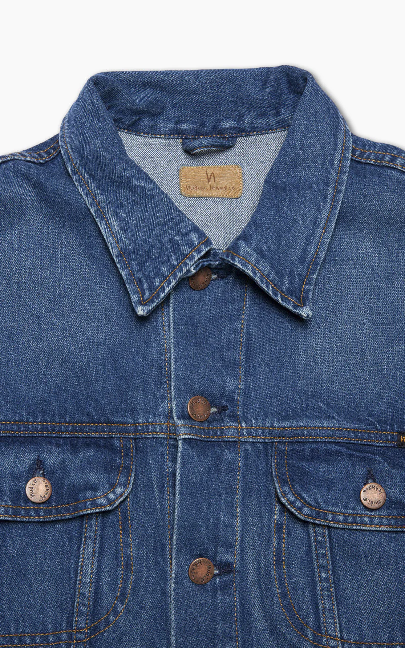 Nudie Jeans Danny Greasy Denim Jacket Mid Blue - Image 5