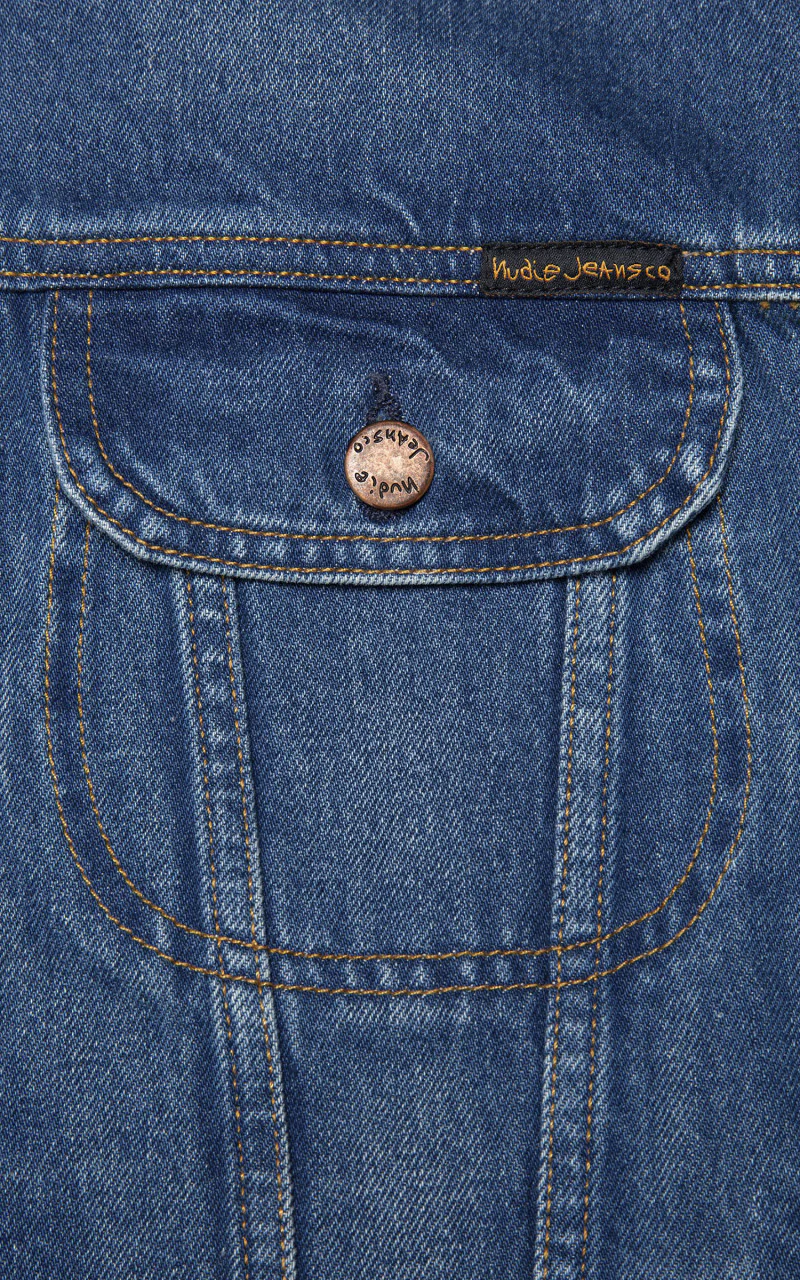 Nudie Jeans Danny Greasy Denim Jacket Mid Blue - Image 7