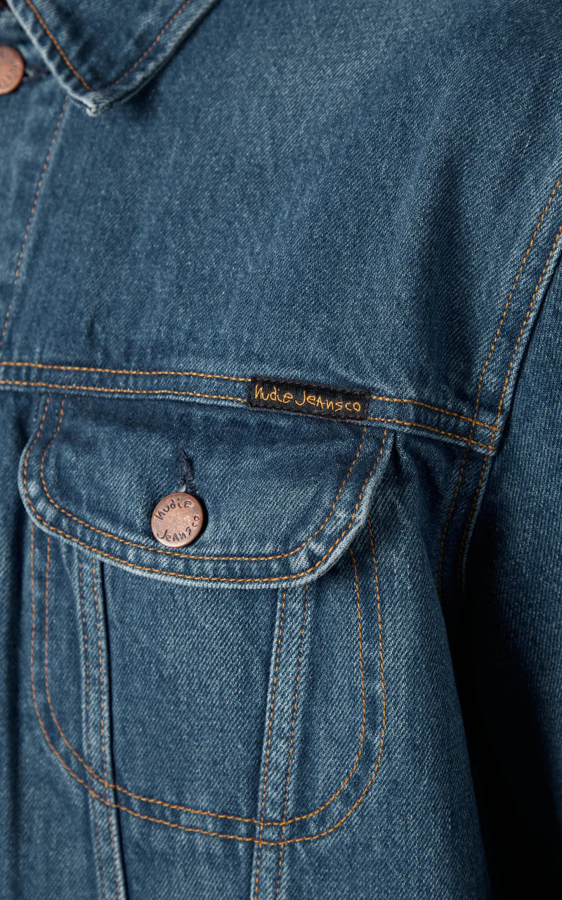 Nudie Jeans Danny Greasy Denim Jacket Mid Blue - Image 9
