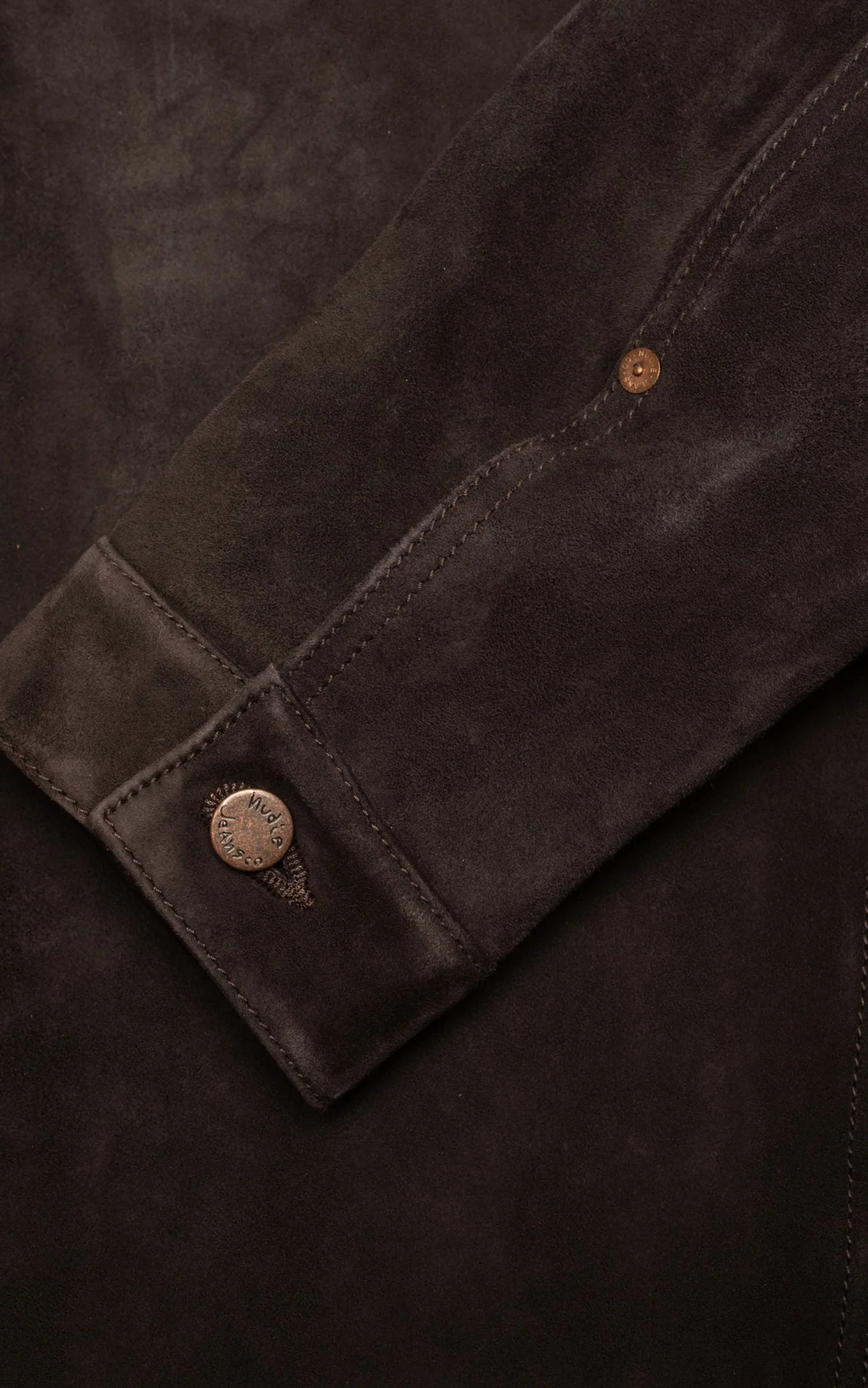 Nudie Jeans Dante II Suede Jacket Dark Brown - Image 3