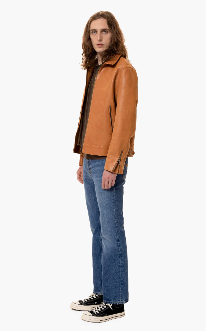 Nudie Jeans Eddy Nappa Leather Jacket Cognac - Image 2