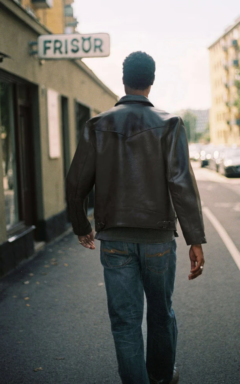 Nudie Jeans Eddy Rider Leather Jacket Brown - Image 4