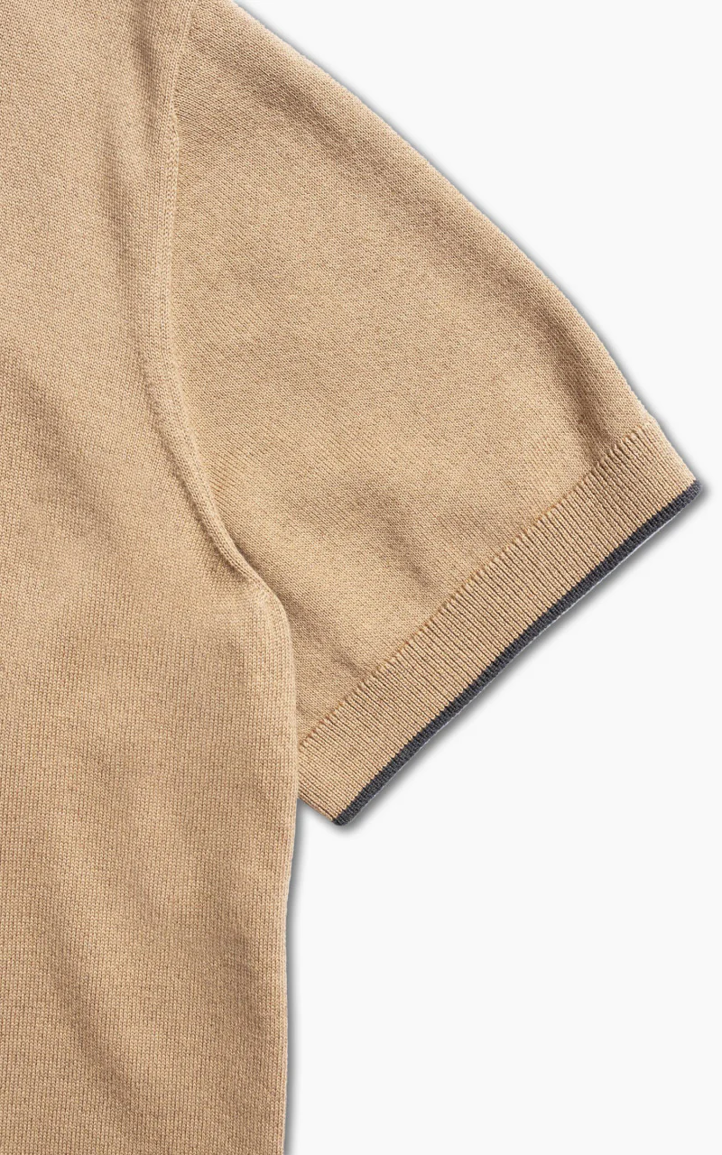 Nudie Jeans Fabbe Knit Polo Shirt Beige - Image 6