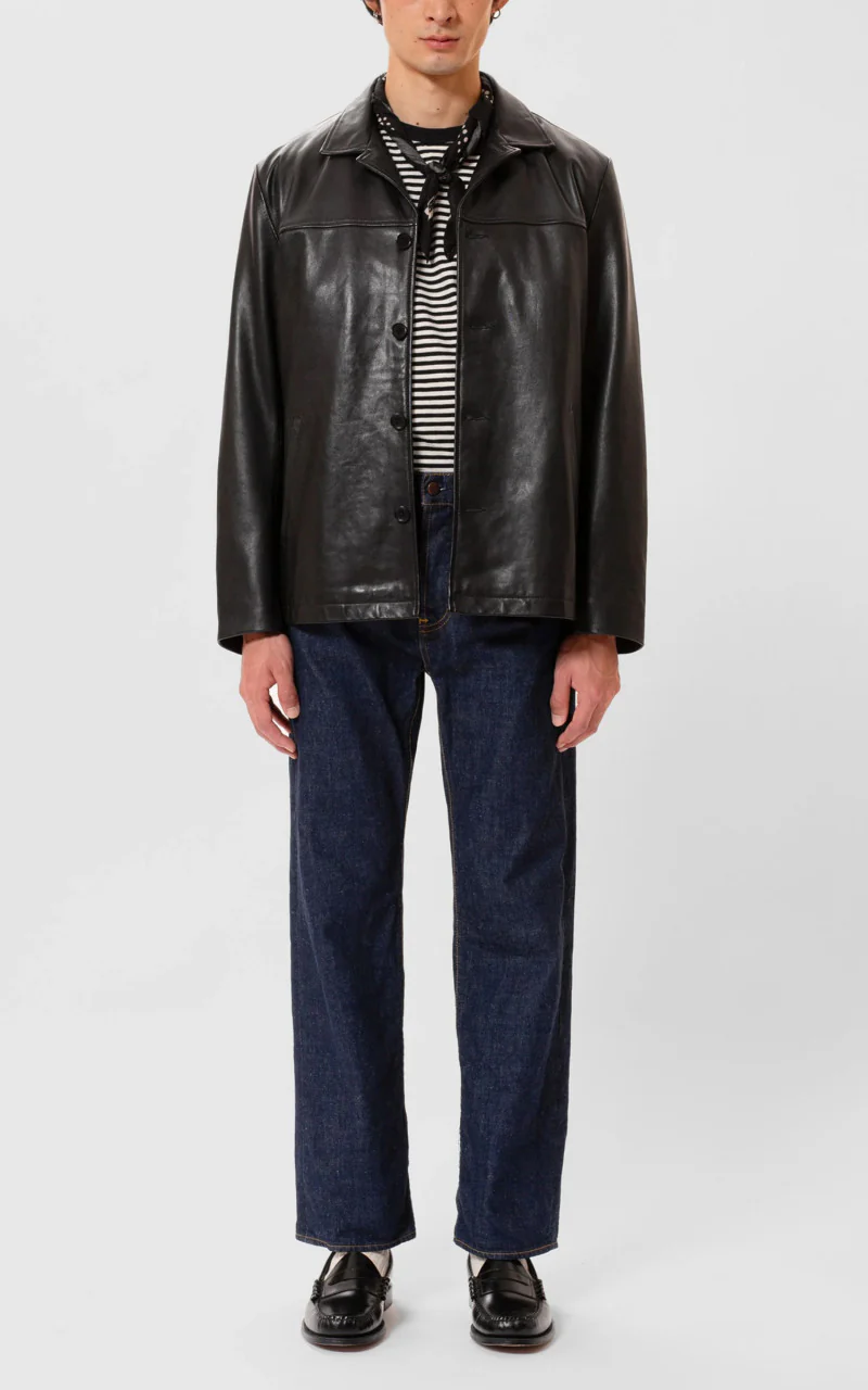 Nudie Jeans Ferry Leather Jacket Black - Image 2