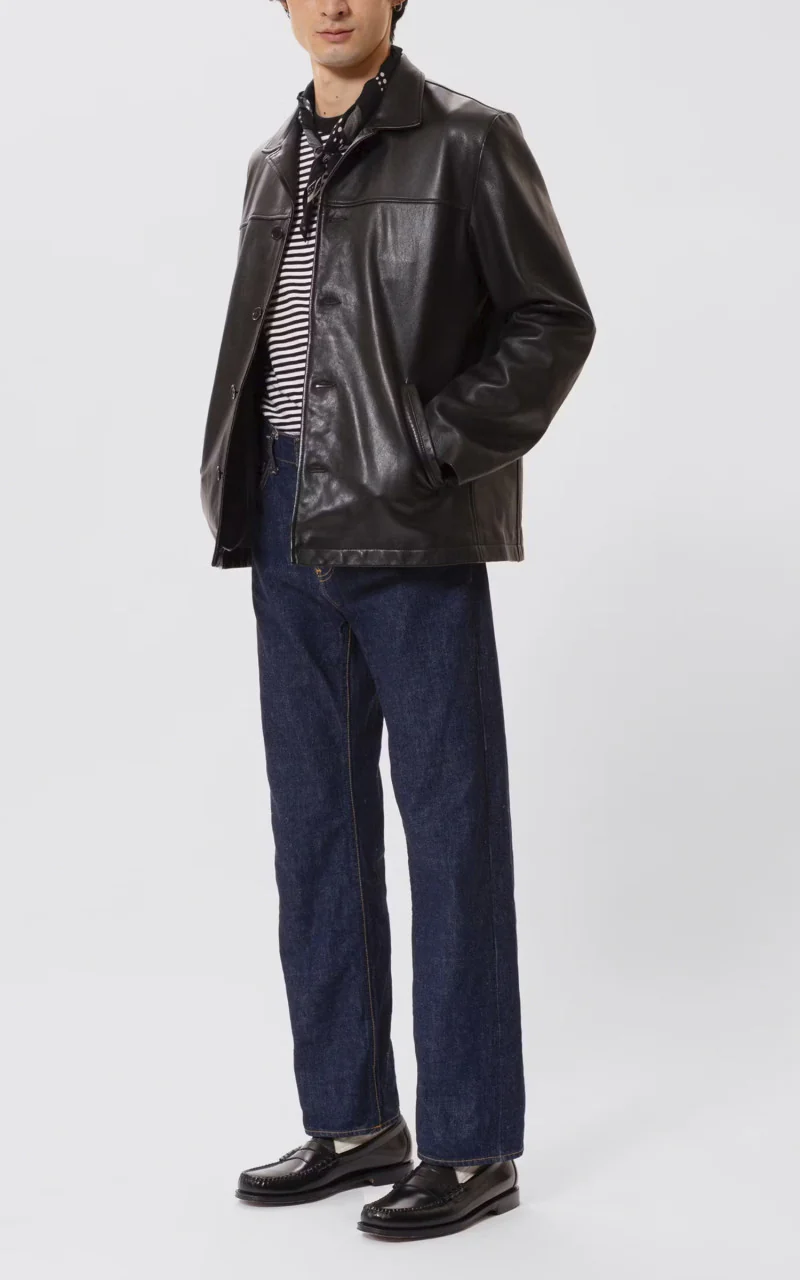 Nudie Jeans Ferry Leather Jacket Black - Image 3