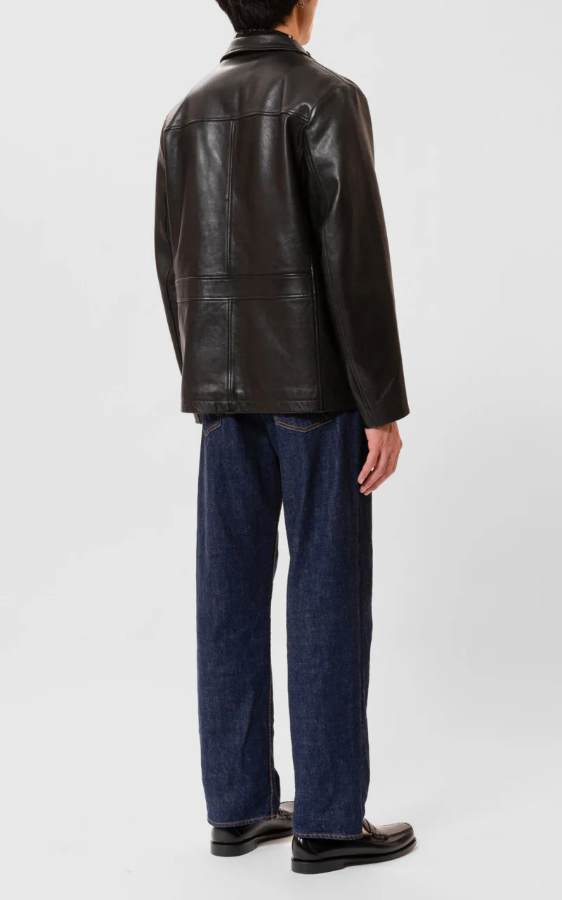 Nudie Jeans Ferry Leather Jacket Black - Image 4