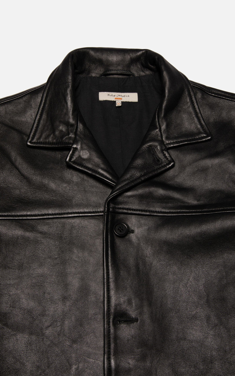 Nudie Jeans Ferry Leather Jacket Black - Image 5