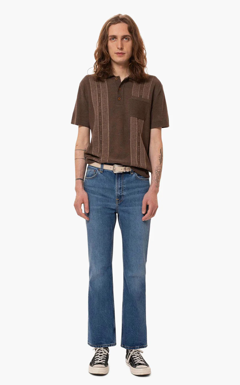 Nudie Jeans Frippe Polo Shirt Brown - Image 2