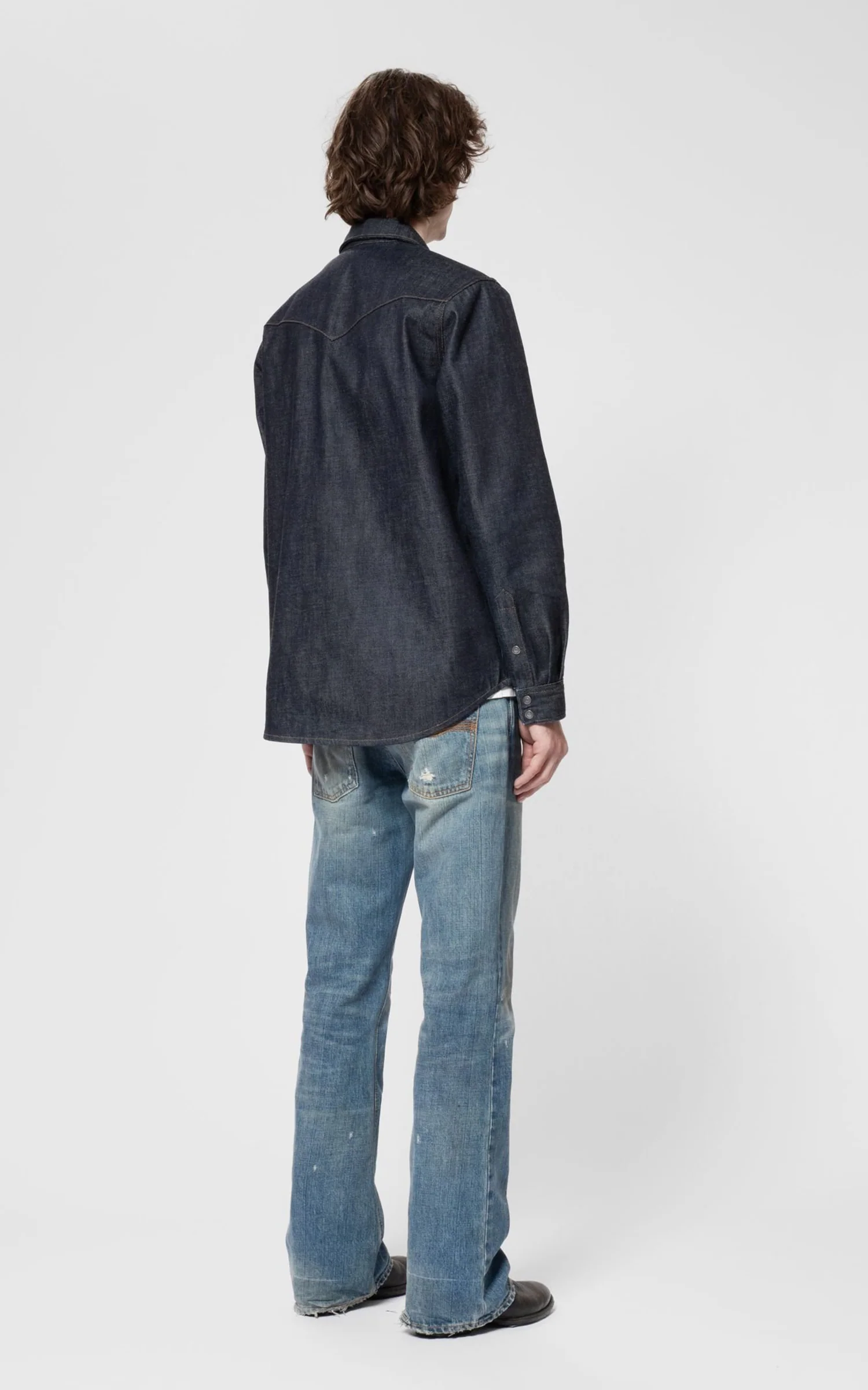 Nudie Jeans George Ace Selvage Denim Shirt Dry Blue - Image 5