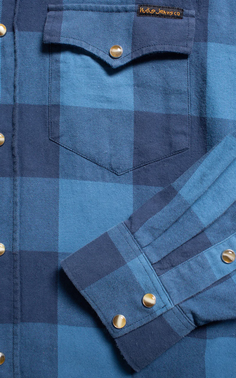 Nudie Jeans George Flannel Shirt Blue - Image 4