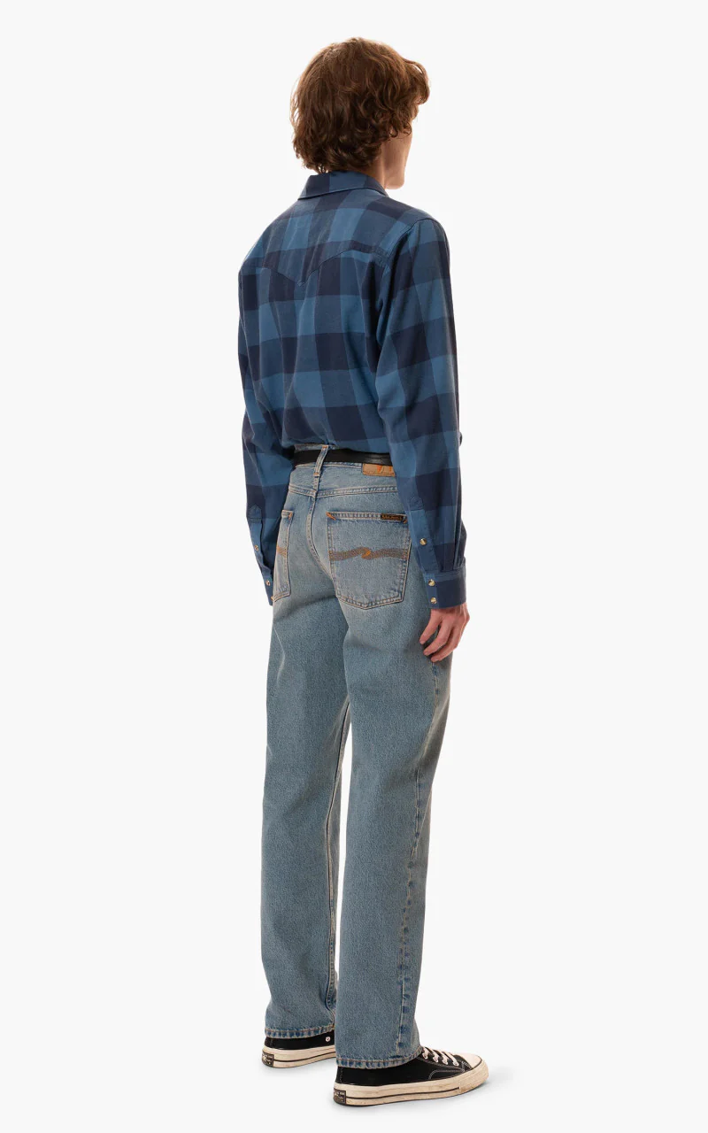 Nudie Jeans George Flannel Shirt Blue - Image 5
