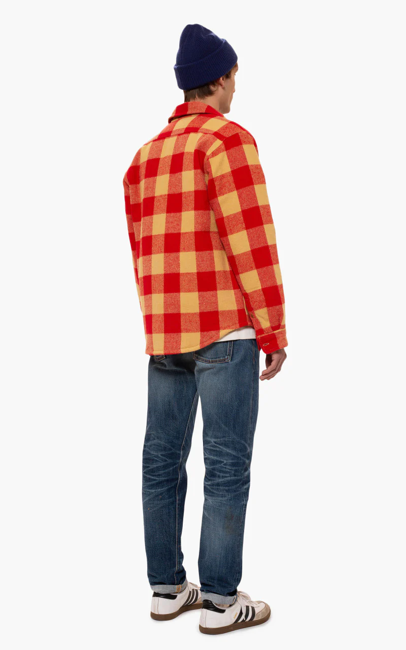 Nudie Jeans Glenn Padded Check Shirt Red - Image 4