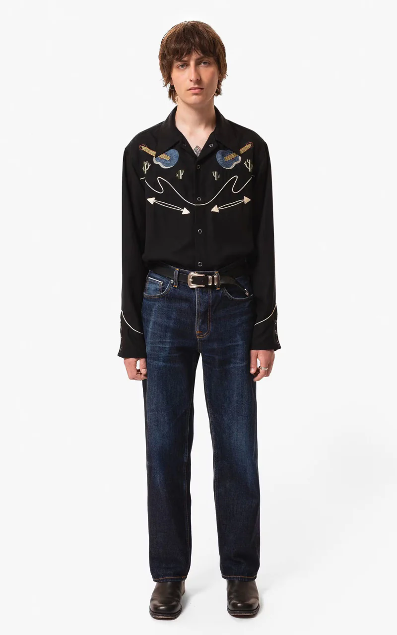 Nudie Jeans Gonzo Western Guitar Shirt Black - Image 2