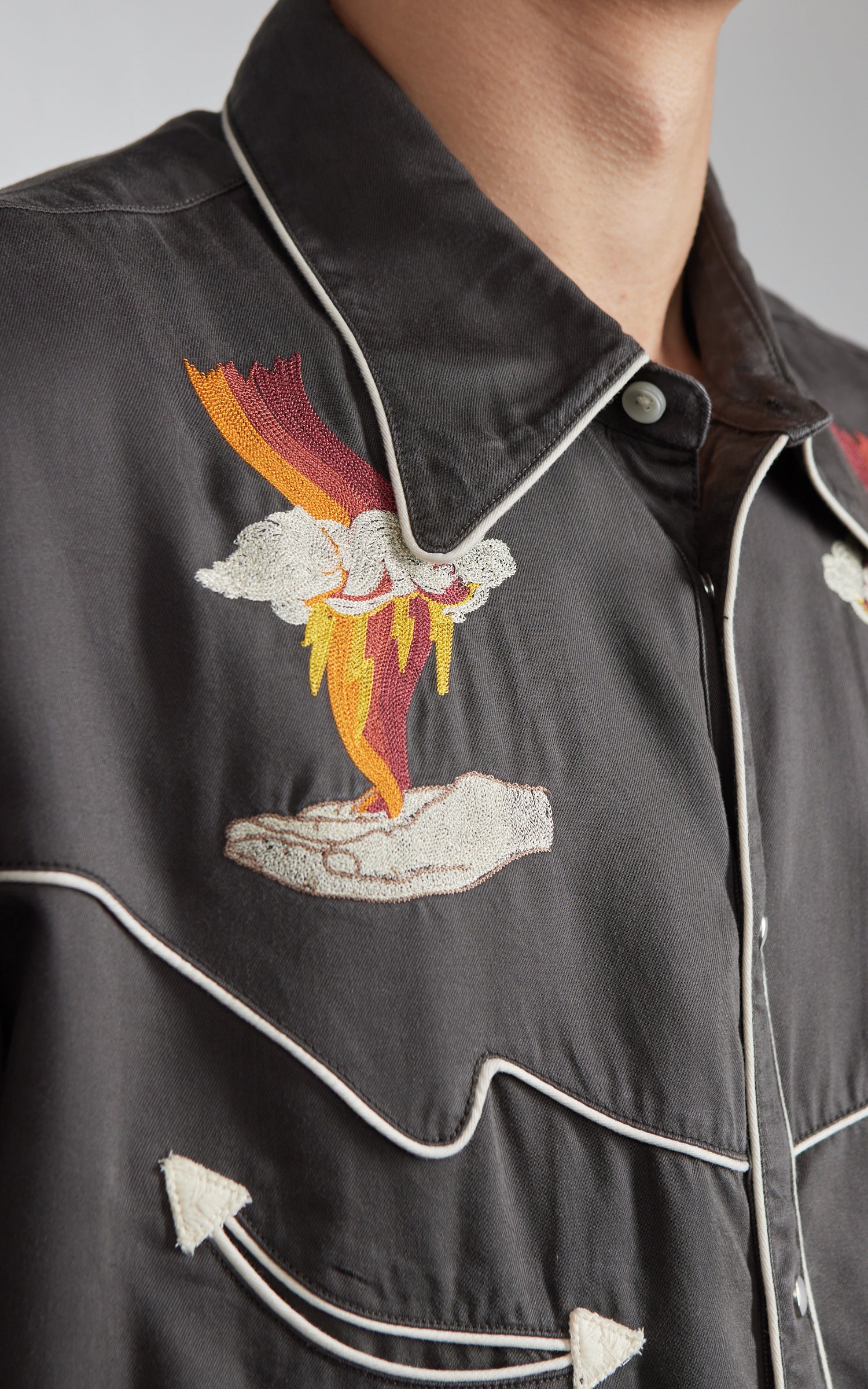 Nudie Jeans Gonzo Western Shirt Sunburns Black/Brown - Image 4
