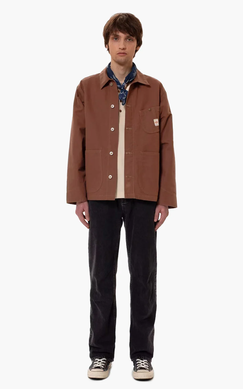 Nudie Jeans Howie Waxed Chore Jacket Brown - Image 2