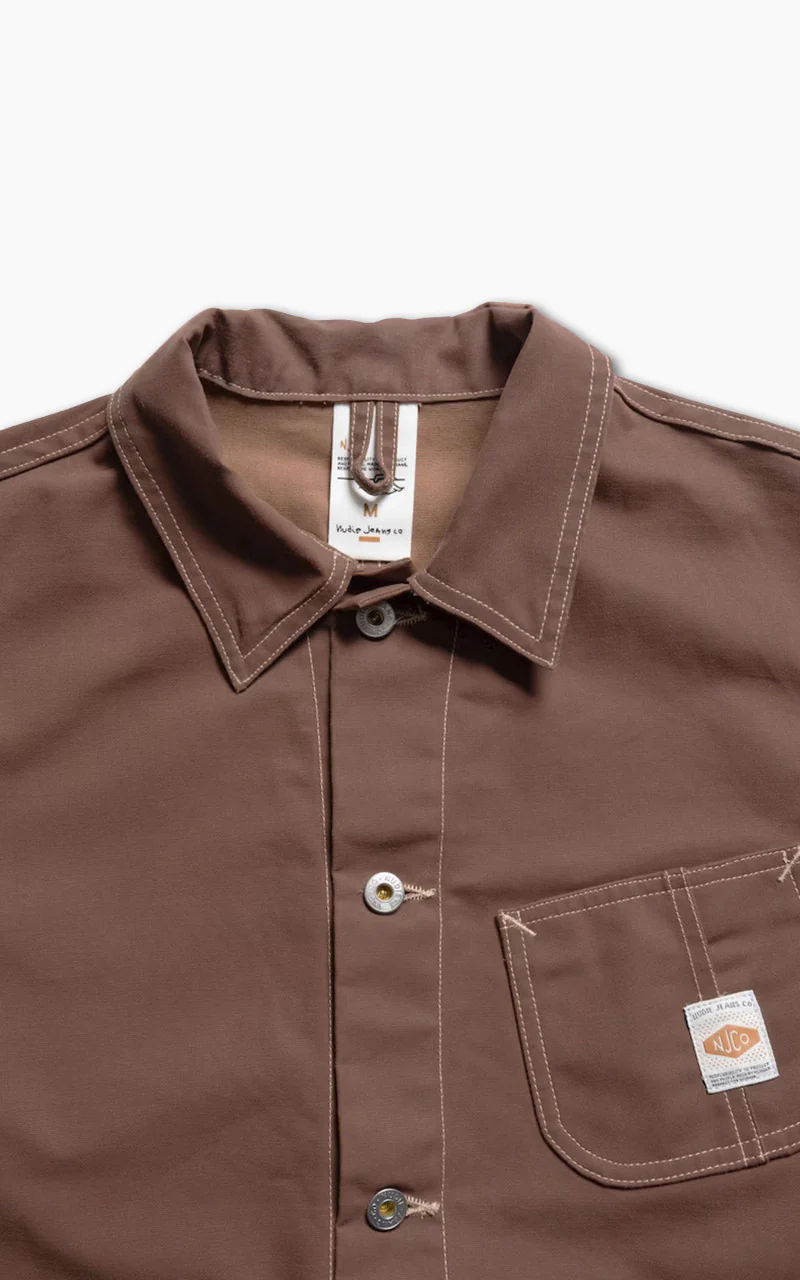 Nudie Jeans Howie Waxed Chore Jacket Brown - Image 5