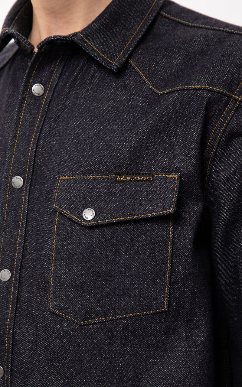 Nudie Jeans Jonas Denim Shirt Dry Ace Selvage - Image 4