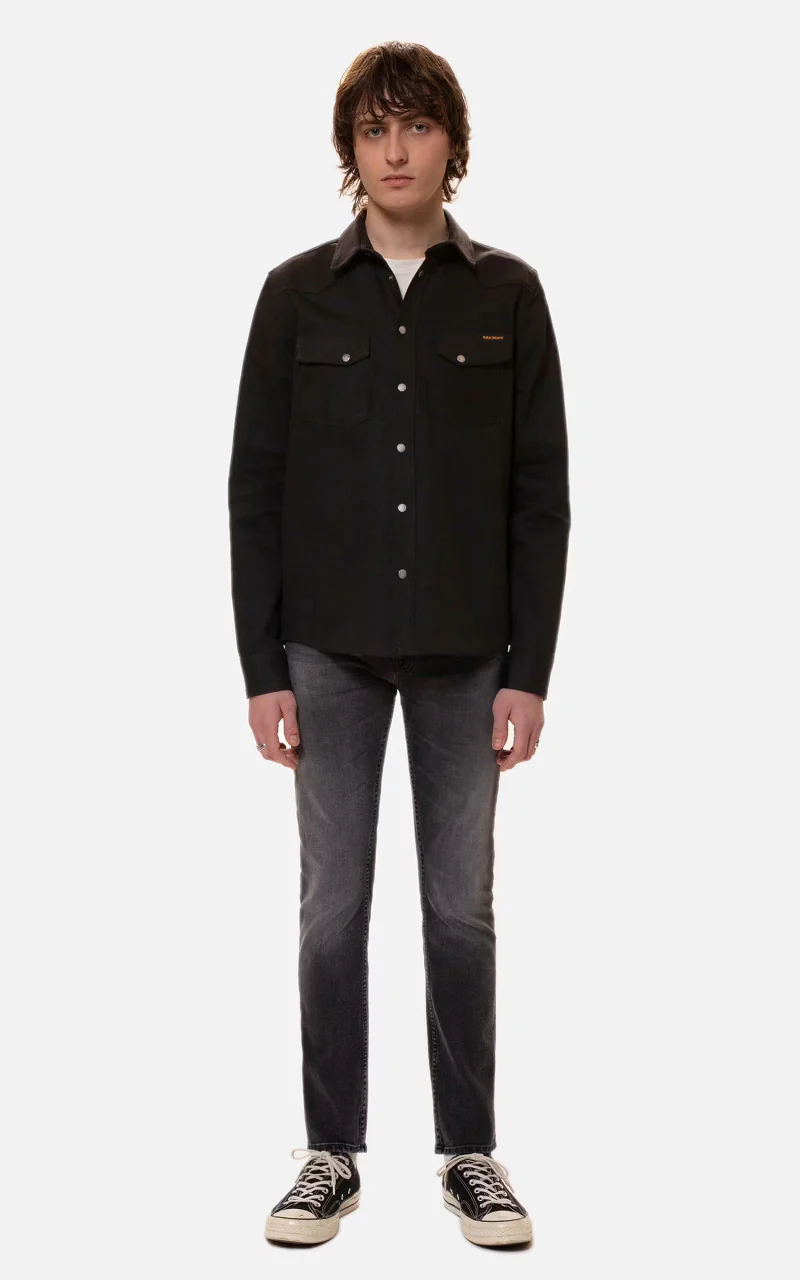 Nudie Jeans Jonas Denim Shirt Dry Black Selvage - Image 2