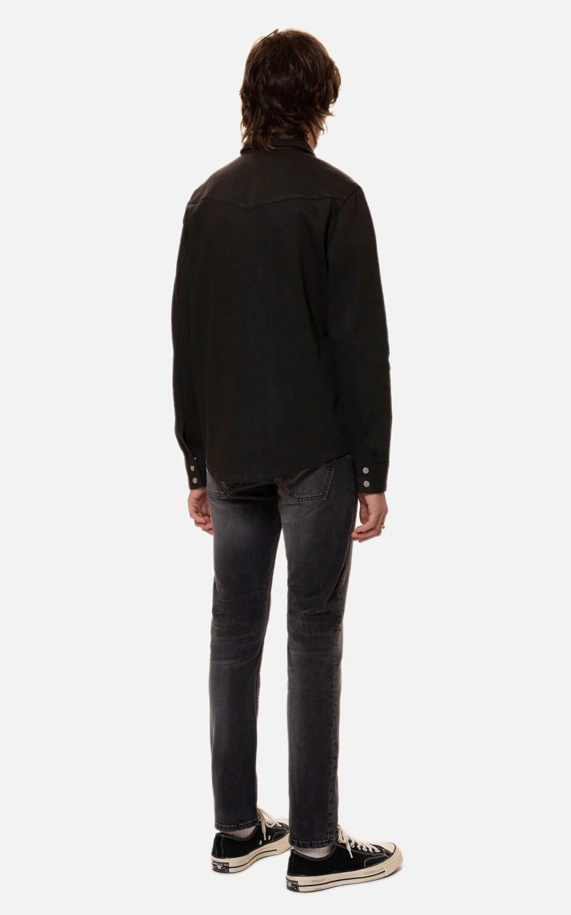Nudie Jeans Jonas Denim Shirt Dry Black Selvage - Image 6