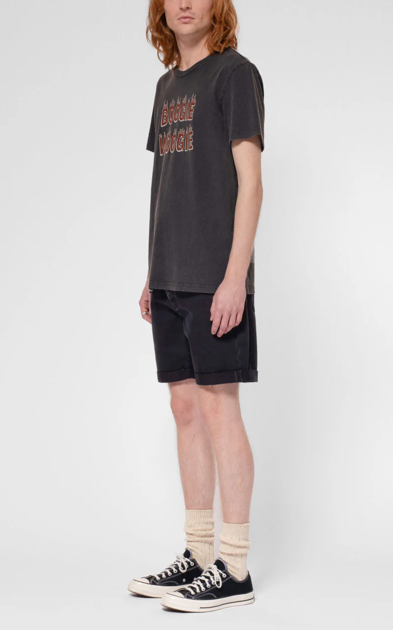 Nudie Jeans Josh Denim Shorts Aged Black - Image 4
