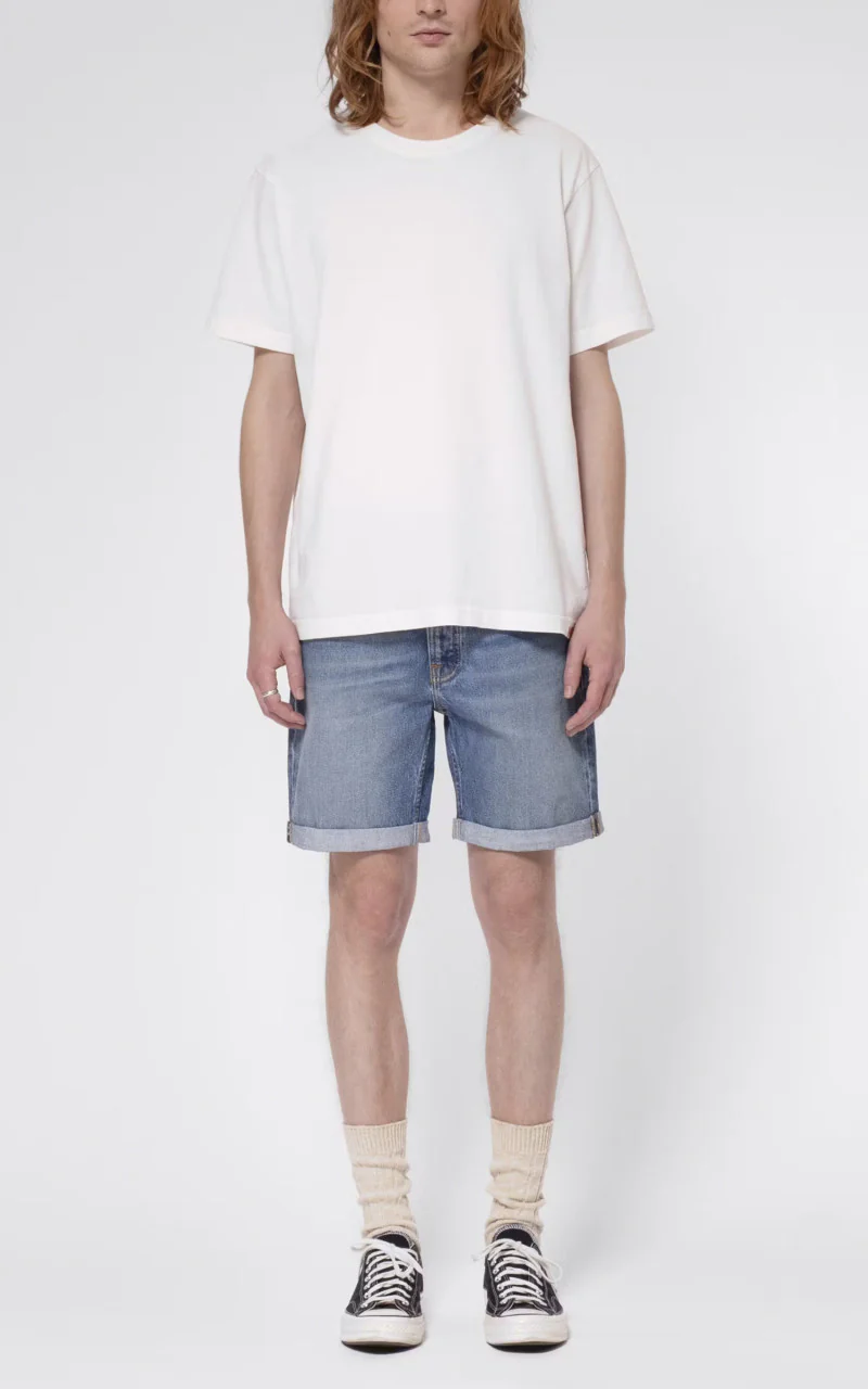 Nudie Jeans Josh Denim Shorts Blue Haze - Image 2