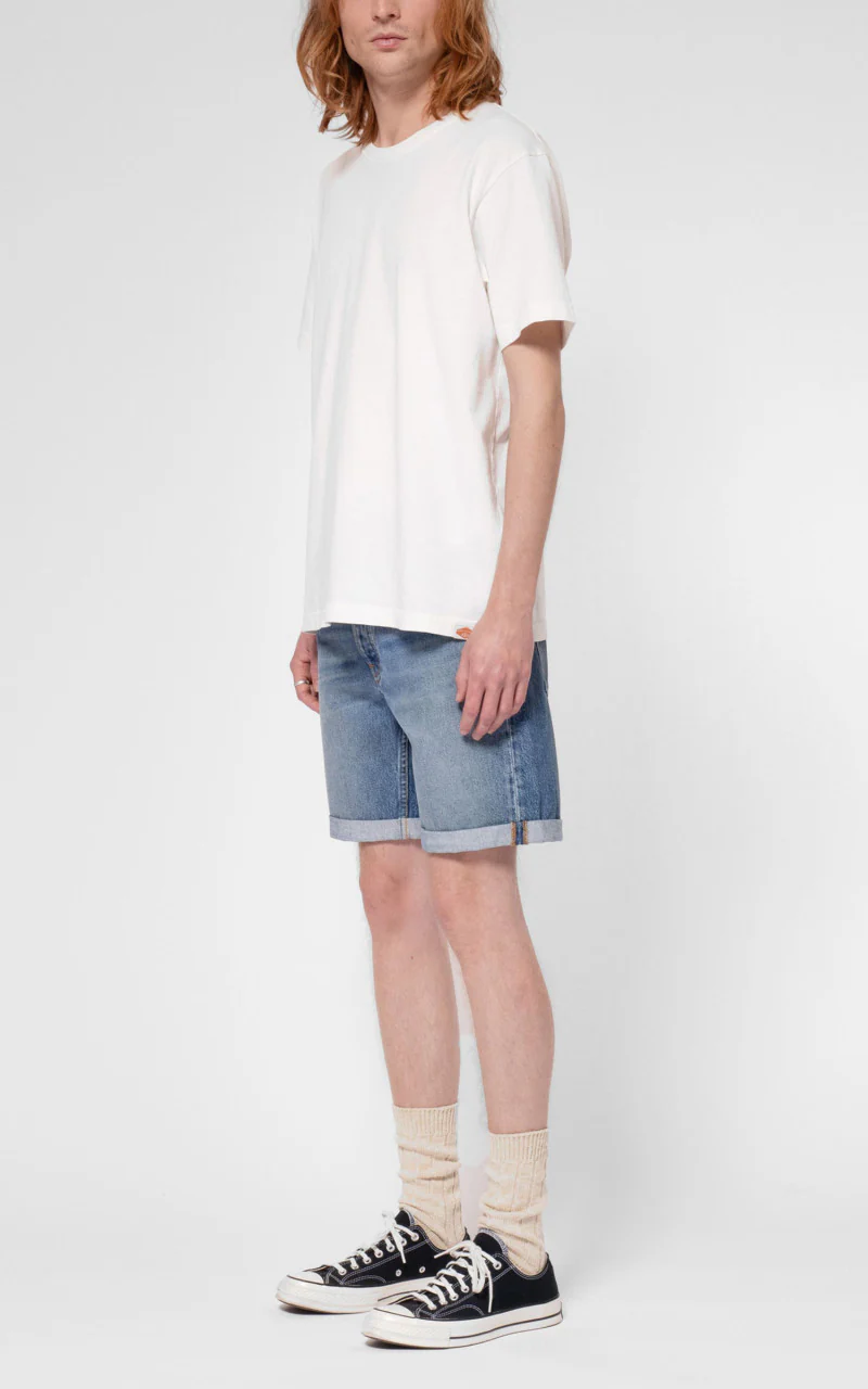 Nudie Jeans Josh Denim Shorts Blue Haze - Image 4