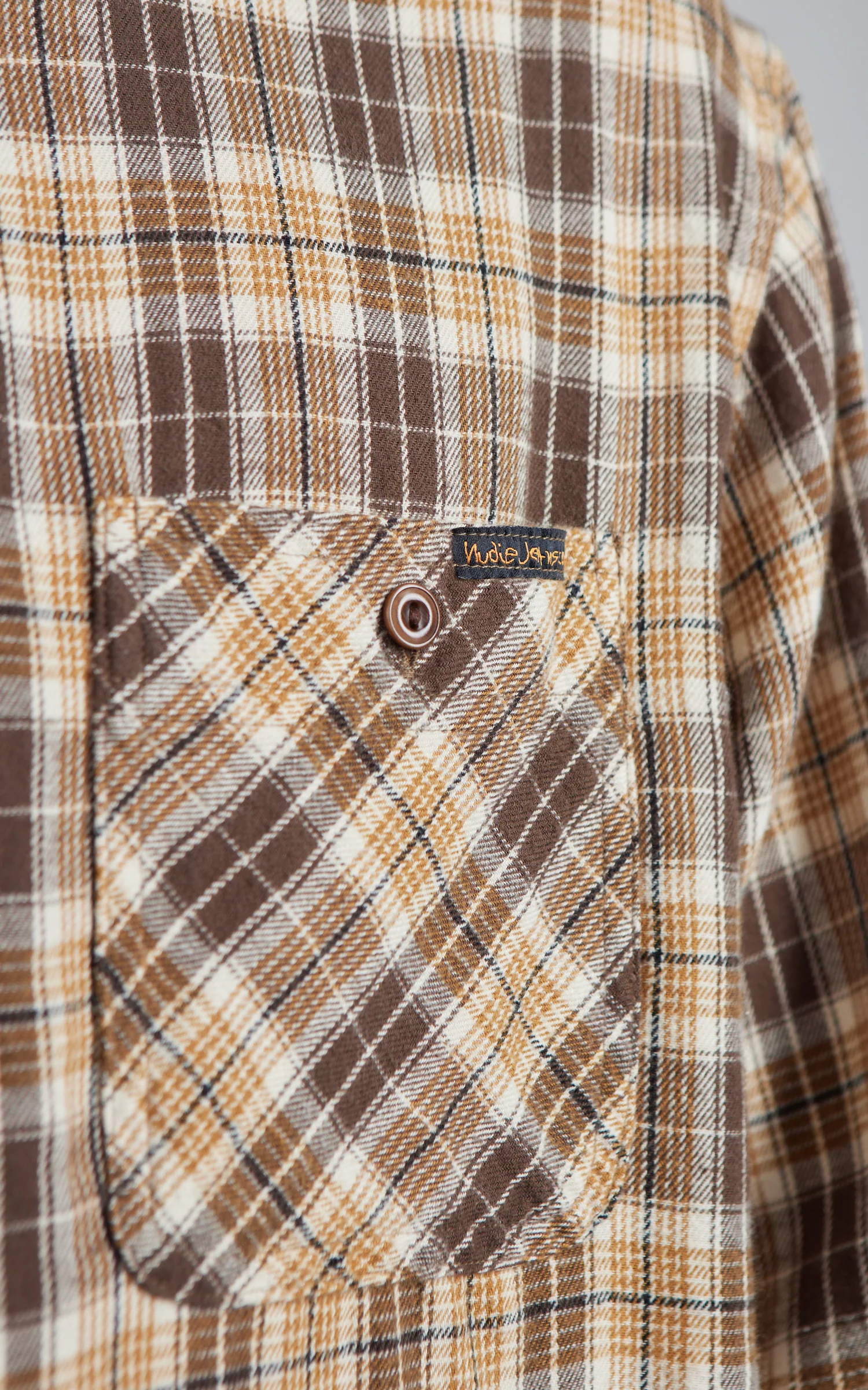 Nudie Jeans Julian Worker Shirt Check Brown - Image 4