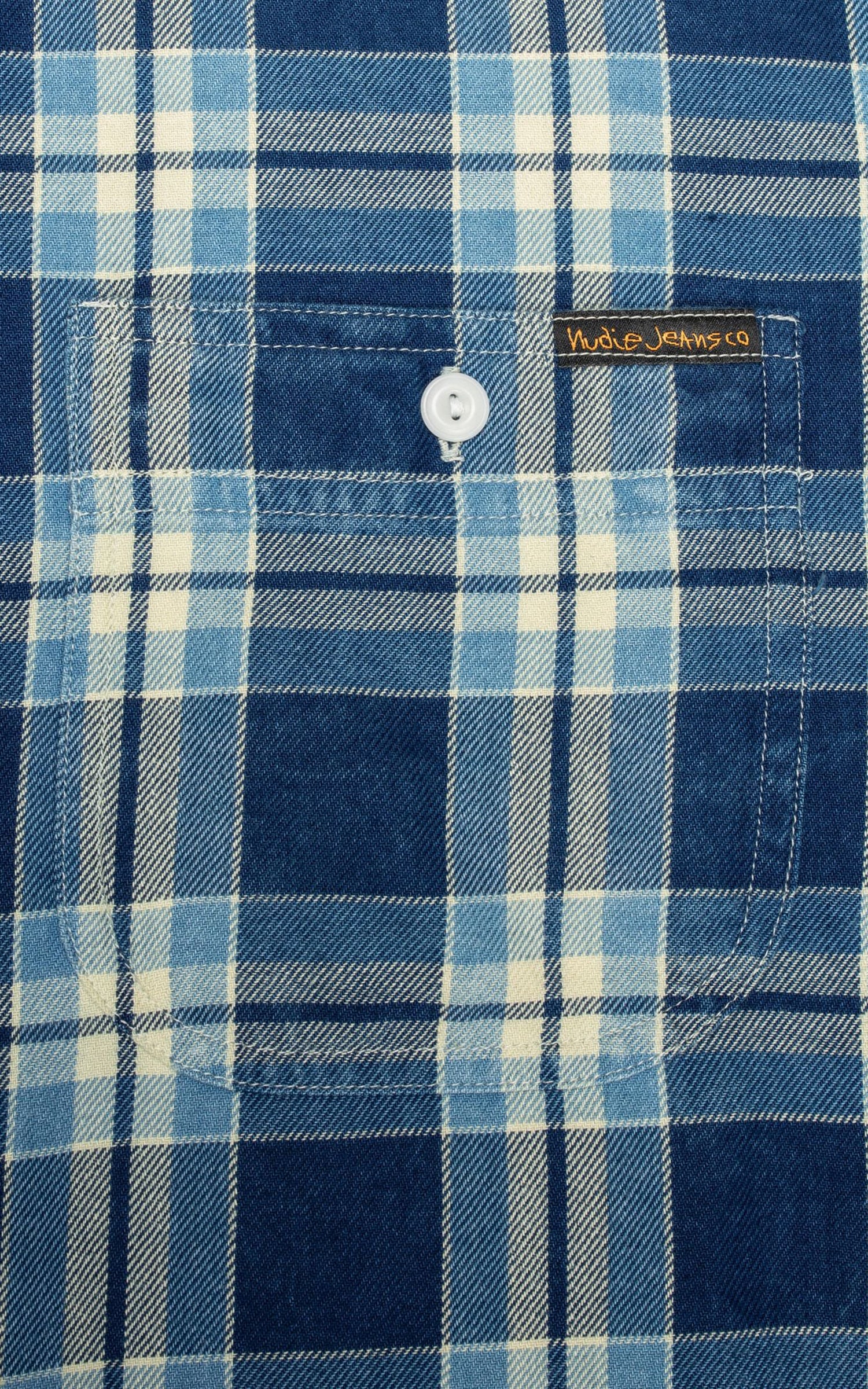 Nudie Jeans Julian Worker Shirt Checked Indigo - Image 2